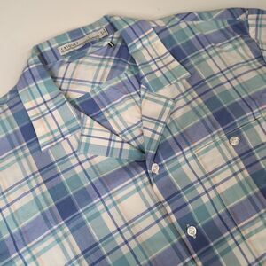 Criquet Mens Plaid Short Sleeve Button Shirt Blue‎ Size Large
